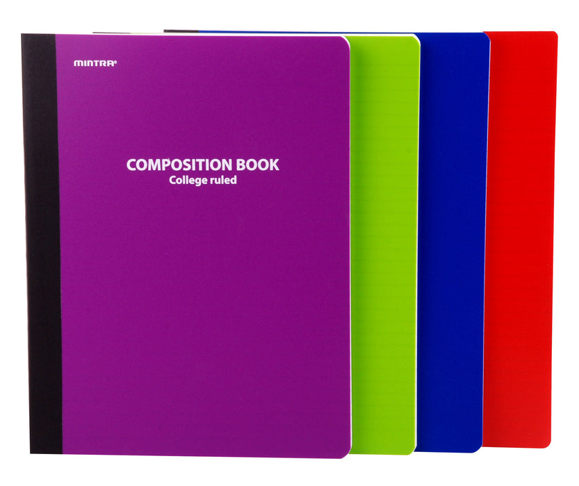 Assorted Solid Poly Composition (College Ruled, 4 Pack) - Mintra USA assorted-solid-poly-composition-college-ruled-4-pack/composition notebook plastic cover