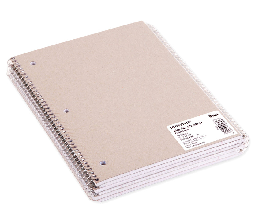 Mintra Office-Spiral Notebooks 70 Count (Pastel - Wide Ruled) 24 Pack - Mintra USA mintra-office-spiral-notebooks-70-count-pastel-wide-ruled-24-pack/wide ruled spiral notebook bulk