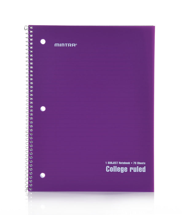 Poly Cover Spiral Notebook (70 Count, 6 Pack) - Mintra USA poly-cover-spiral-notebook-70-count-6-pack/college ruled spiral notebook/wide ruled spiral notebook/one subject wide ruled spiral notebook/one subject college ruled spiral notebook