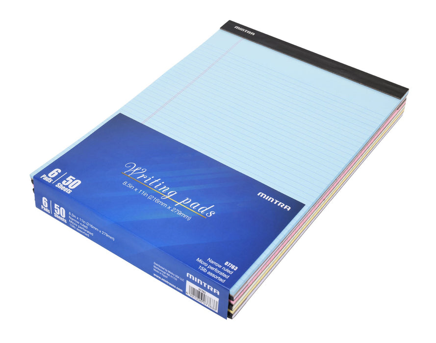 Basic Pastel Legal Pads - 8.5in x 11in Narrow Ruled 6 pack - Mintra USA basic-pastel-legal-pads-8-5in-x-11in-narrow-ruled-6-pack/pastel colored legal pads