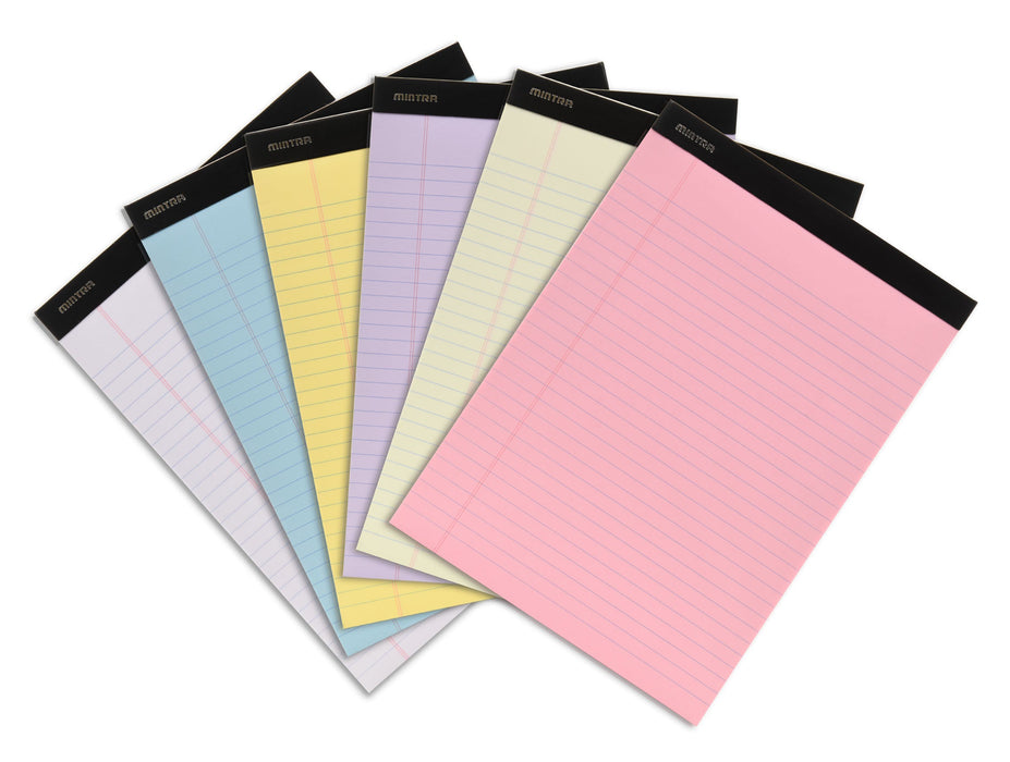Basic Pastel Legal Pads - 8.5in x 11in Wide Ruled 6 pack - Mintra USA basic-pastel-legal-pads-8-5in-x-11in-wide-ruled-6-pack/rainbow colored legal pads/pastel colored legal pads