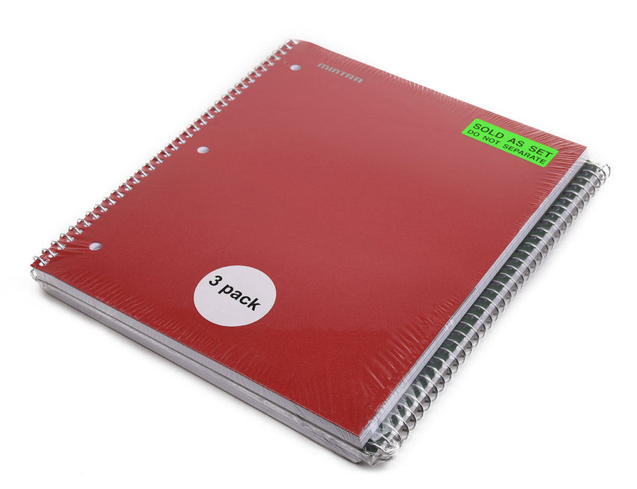 Spiral Durable Notebooks, 3 Pack (1 Subject, Wide Ruled) - Mintra USA cute-spiral-notebooks-wide-ruled/best wide ruled notebooks