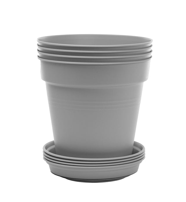 Round Plant Pots With Base (4 Pack, 6.6in) 17 Cm