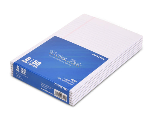 Mintra Office Glue-Top Legal Pads 6 Pack (White, 5in x 8in (Narrow Ruled)) Mintra USA mintra-office-glue-top-legal-pads-6-pack-white-5in-x-8in-narrow-ruled-glue-top-writing-pads-narrow-rule