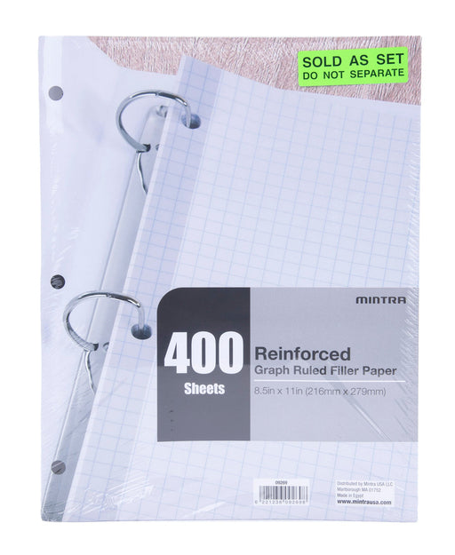 Reinforced Filler Loose Leaf Paper (4 Pack) - Graph Ruled Mintra US loose-leaf-graph-paper-8-5-x-11-loose-leaf-paper-3-hole-punched-graph-paper