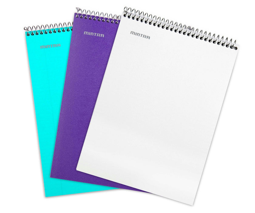 Top Bound Spiral Notebook (Teal, Purple, White, College Ruled 3pack) - Mintra USA top-bound-spiral-notebook-teal-purple-white-college-ruled-3packtop-bound-spiral-notebook-8-5-x-11-college-ruled
