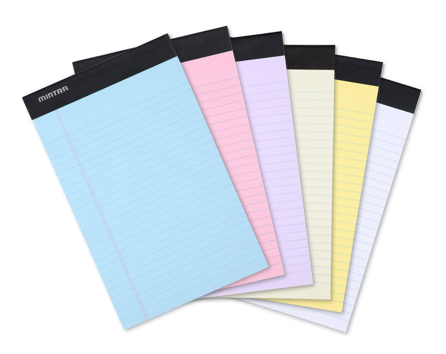 Basic Pastel Legal Pads - 5in x 8in Narrow Ruled 6 Pack - Mintra USA rainbow-colored-legal-pads-pastel-colored-legal-pads