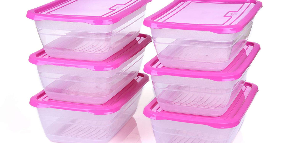 3 Pack Pink Food Storage Boxes - Matalan
